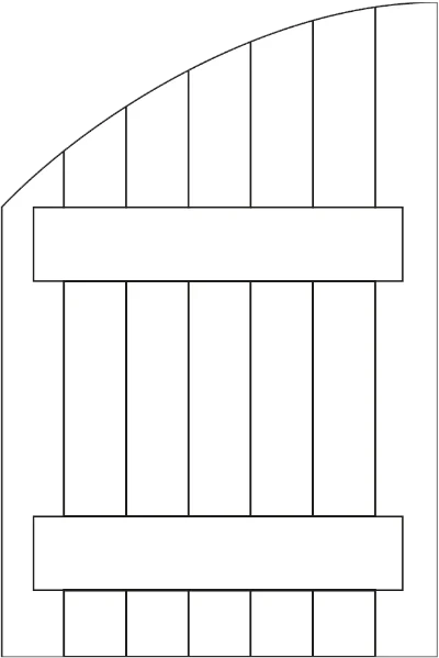 Volets battants - Configuration - Bois - Lames verticales - cintre découpé en usine